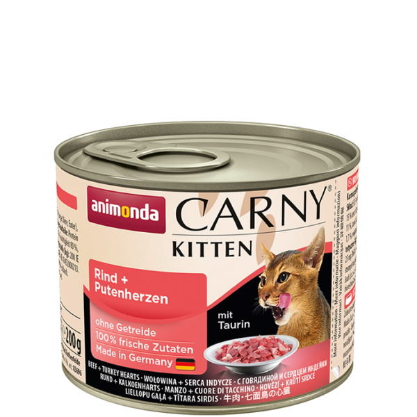ANIMONDA Carny Kitten puszka z wołowiną i sercami indyczymi 200g