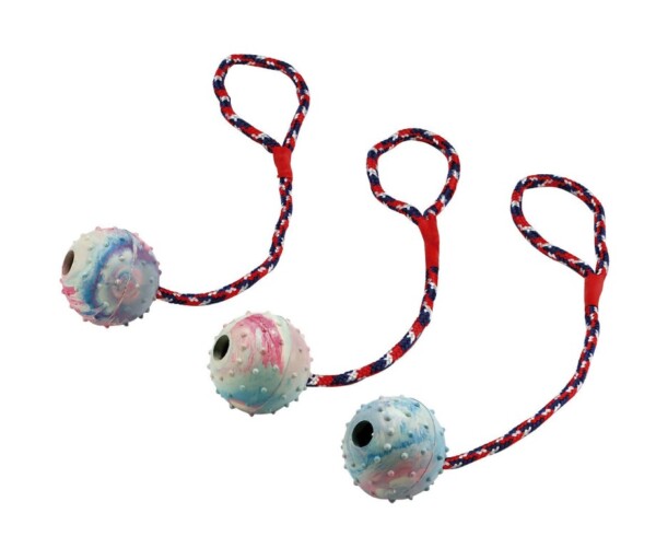 KERBL Zabawka dla psa, piłka na sznurku z dzwonkiem, 30x6cm [83496]