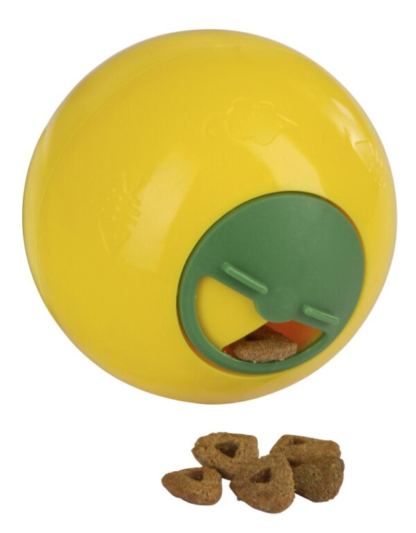 KERBL Zabawka rozwijająca dla kota Snack Ball, żółta 7,5cm [81642]