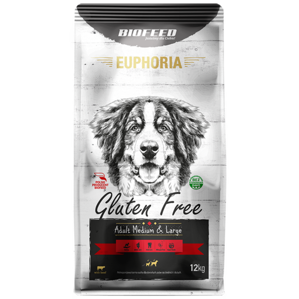 BIOFEED EUPHORIA Gluten Free Medium & Large dla psów średnich i dużych ras z wołowiną 12kg