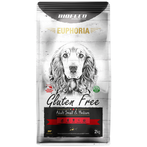 BIOFEED EUPHORIA Gluten Free Small & Medium dla psów małych i średnich ras z wołowiną 2kg